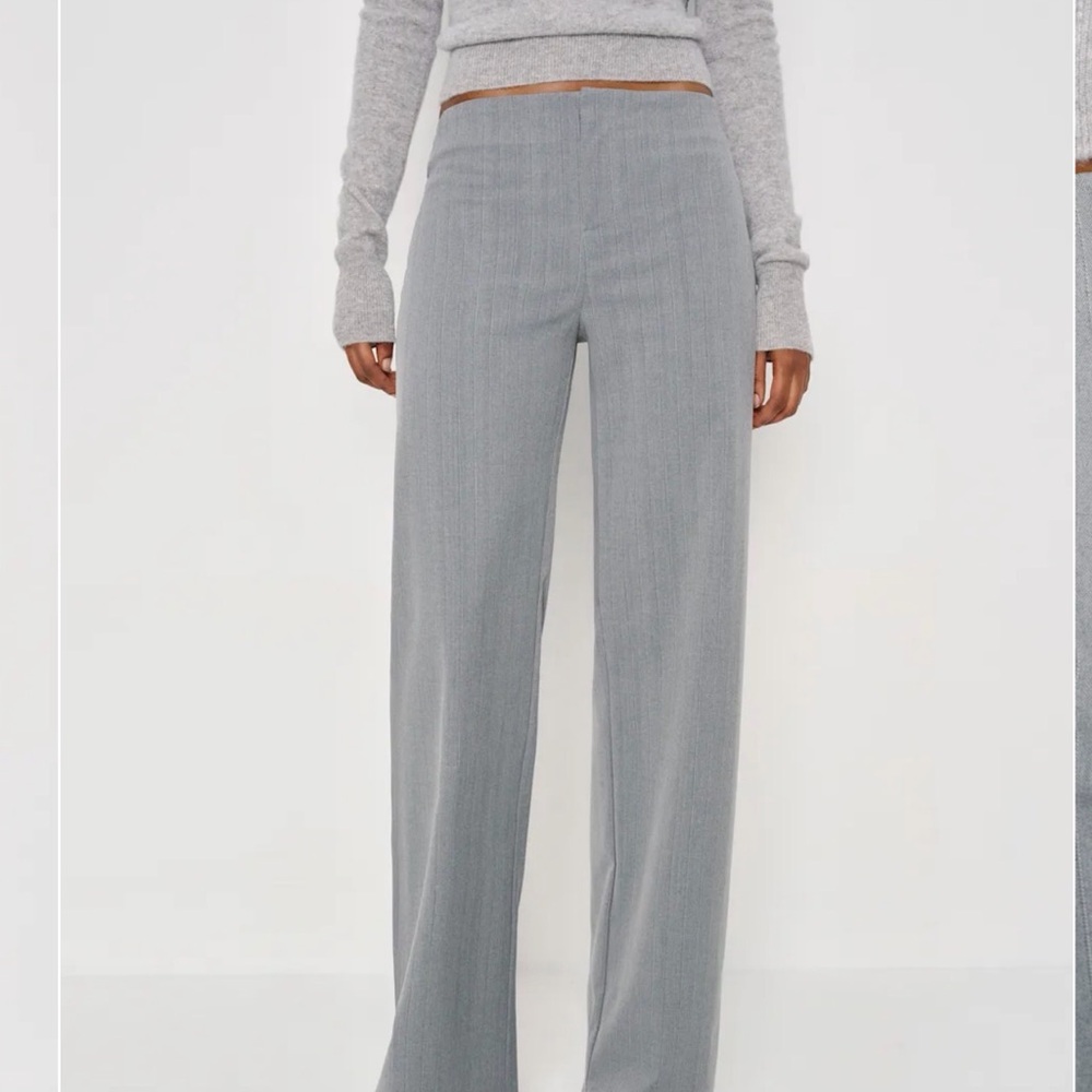 Reformation Vida Low Rise Trousers in Charcoal Stripe
